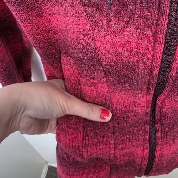 Under Armour Pink Full Zip Hooded Striped Athleisure Winter Sweet Jacket Size S - Picture 3 of 10